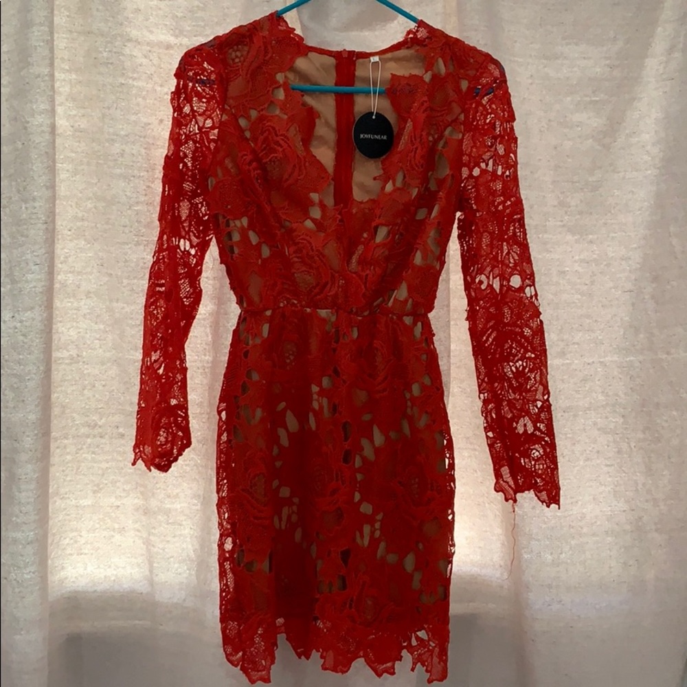 SHEIN red lace dress